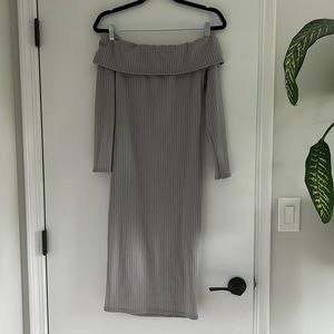 Off the shoulder striped fitted dress